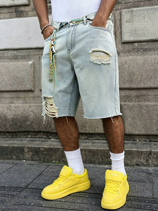 Manfinity EMRG Men's Summer Plus Size Slim Fit Denim Shorts