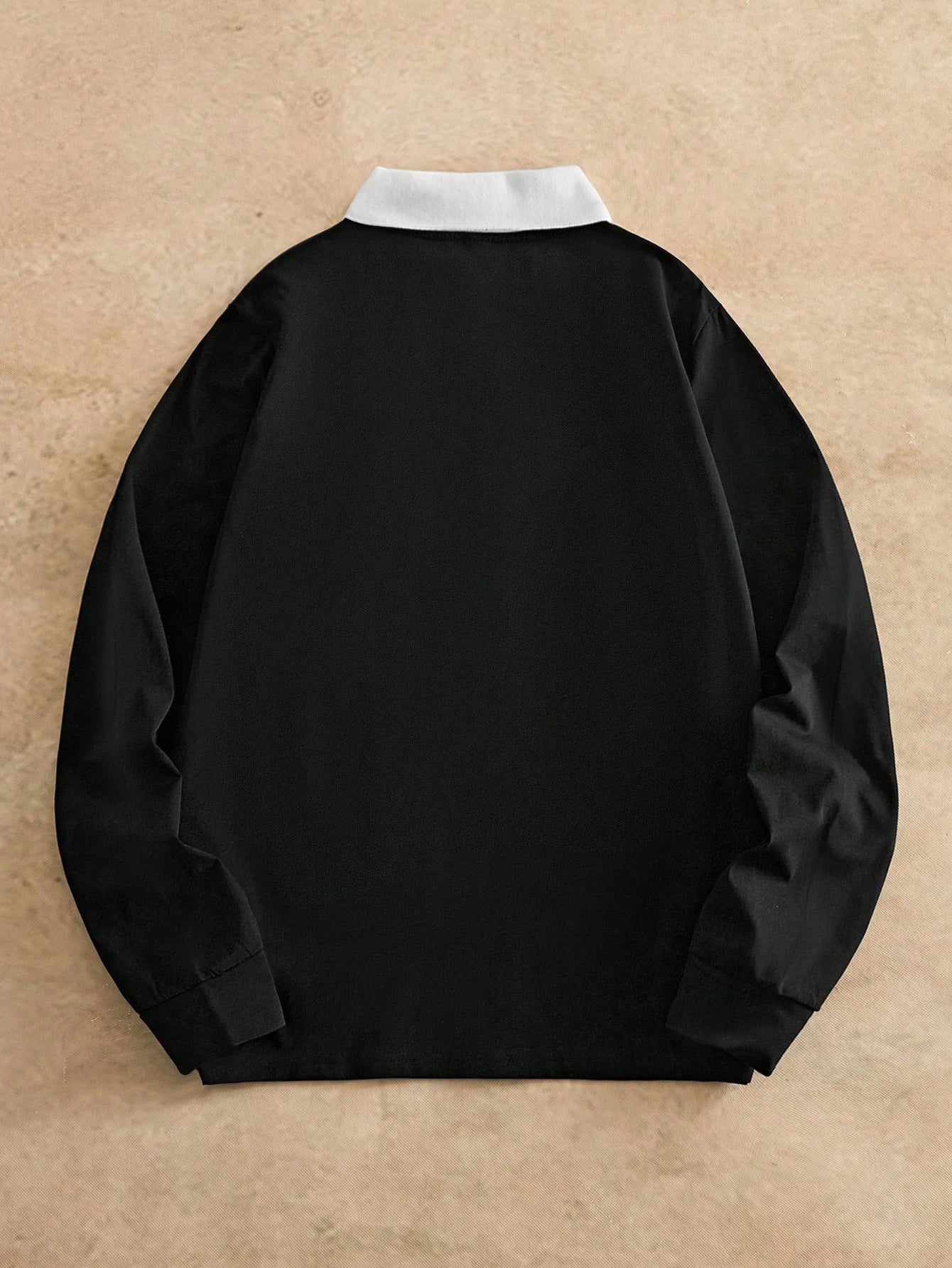 Manfinity VCAY Embroidered Letter Contrast Color Casual Long Sleeve Polo Shirt