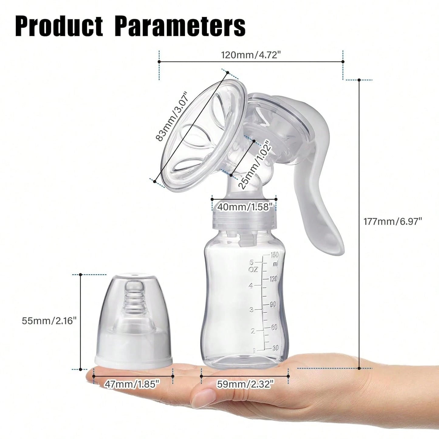 Manual Breast Pump- Adjustable Suction Silicone Hand Pump Breastfeeding, Small Portable Manual Breast Milk Catcher Baby Feeding Pumps & Accessories
