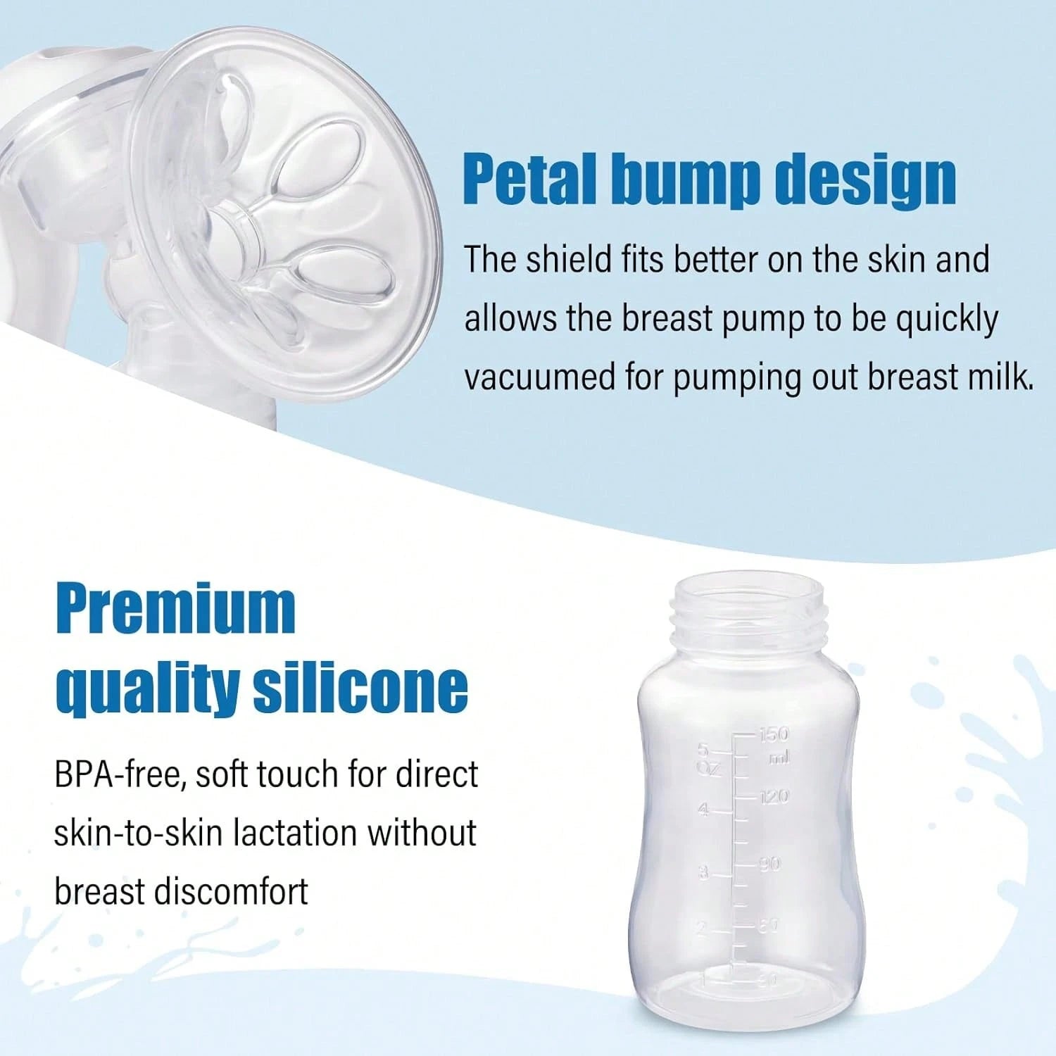 Manual Breast Pump- Adjustable Suction Silicone Hand Pump Breastfeeding, Small Portable Manual Breast Milk Catcher Baby Feeding Pumps & Accessories