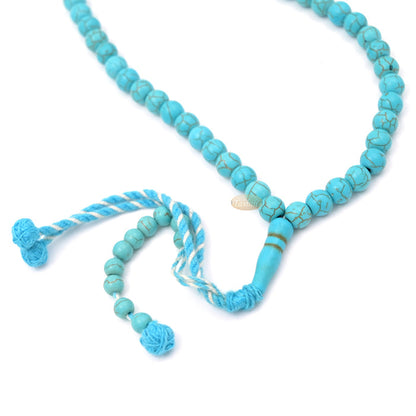 Manufactured Turquoise 99-Bead Tasbih - 8mm Muslim Prayer Beads with Adjustable Marker