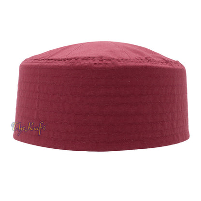 Maroon Turkish Plain Flat-top Simple Fabric Kufis