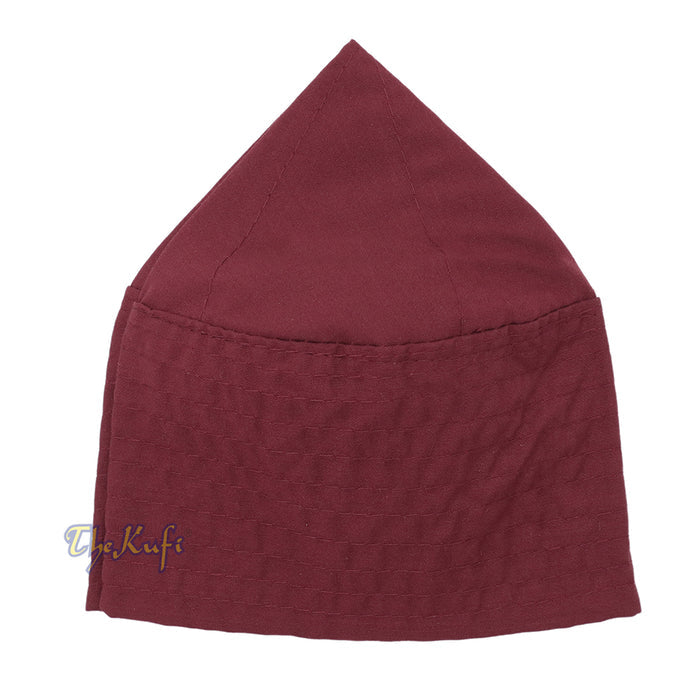 Maroon Turkish Plain Flat-top Simple Fabric Kufis