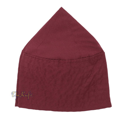 Maroon Turkish Plain Flat-top Simple Fabric Kufis