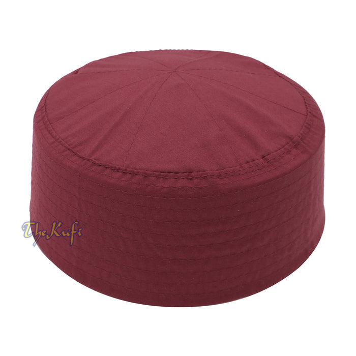 Maroon Turkish Plain Flat-top Simple Fabric Kufis