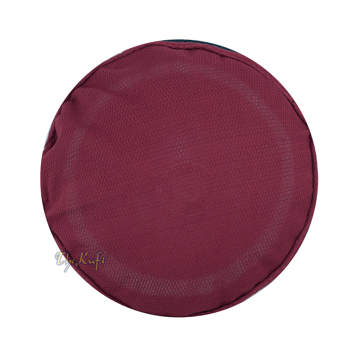 Maroon with Dark Gray Madun Vented Top Pliable Two-Color Round Kufi Hat