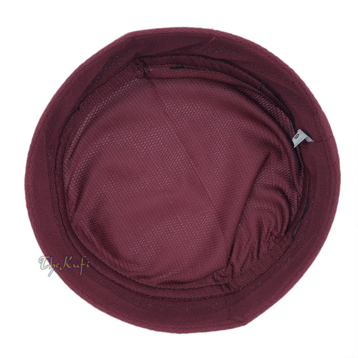 Maroon with Dark Gray Madun Vented Top Pliable Two-Color Round Kufi Hat