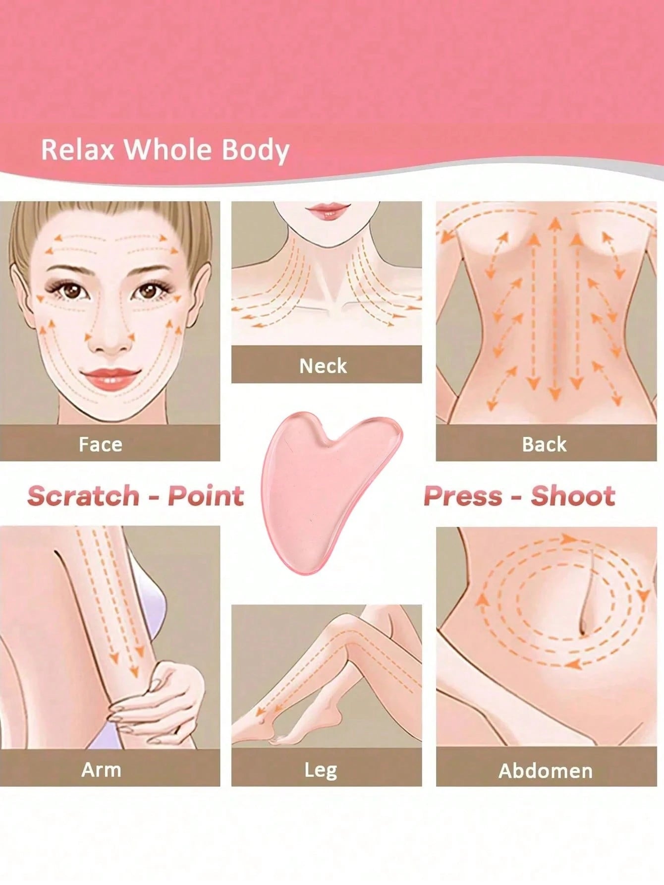 Massage Comb Head Comb Portable 4-In-1 Facial Massager Gua Sha, Acupoint Octopus Head Massage Comb And Scalp Detangling Wide Tooth Comb, Pink Gua Sha Facial Tool And Silicone Ice Roller Set, Facial Ic