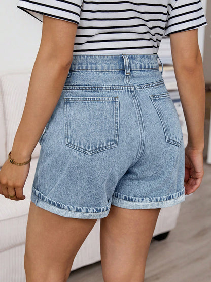 Maternity Light Blue Summer Washed High Waist Denim Shorts,Smart Casual Chic Y2k Streetwear For Woman Carnival Costume Vacation Graduation Party