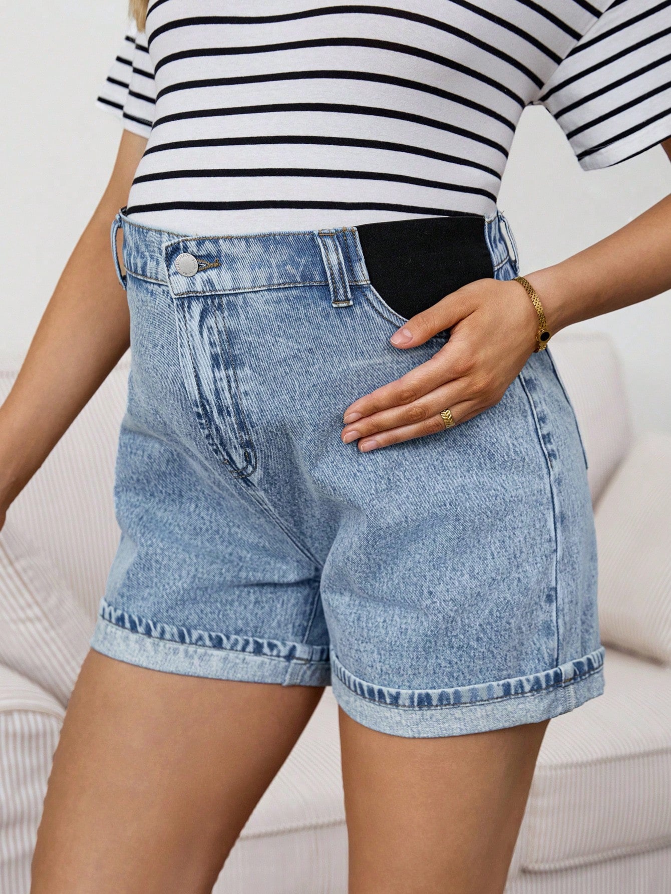 Maternity Light Blue Summer Washed High Waist Denim Shorts,Smart Casual Chic Y2k Streetwear For Woman Carnival Costume Vacation Graduation Party