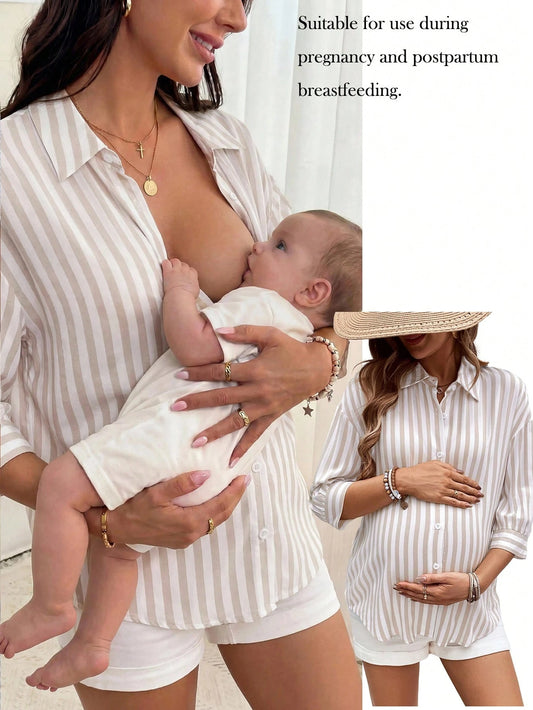 Maternity Outdoor Lightweight Button-Up Nursing Shirt