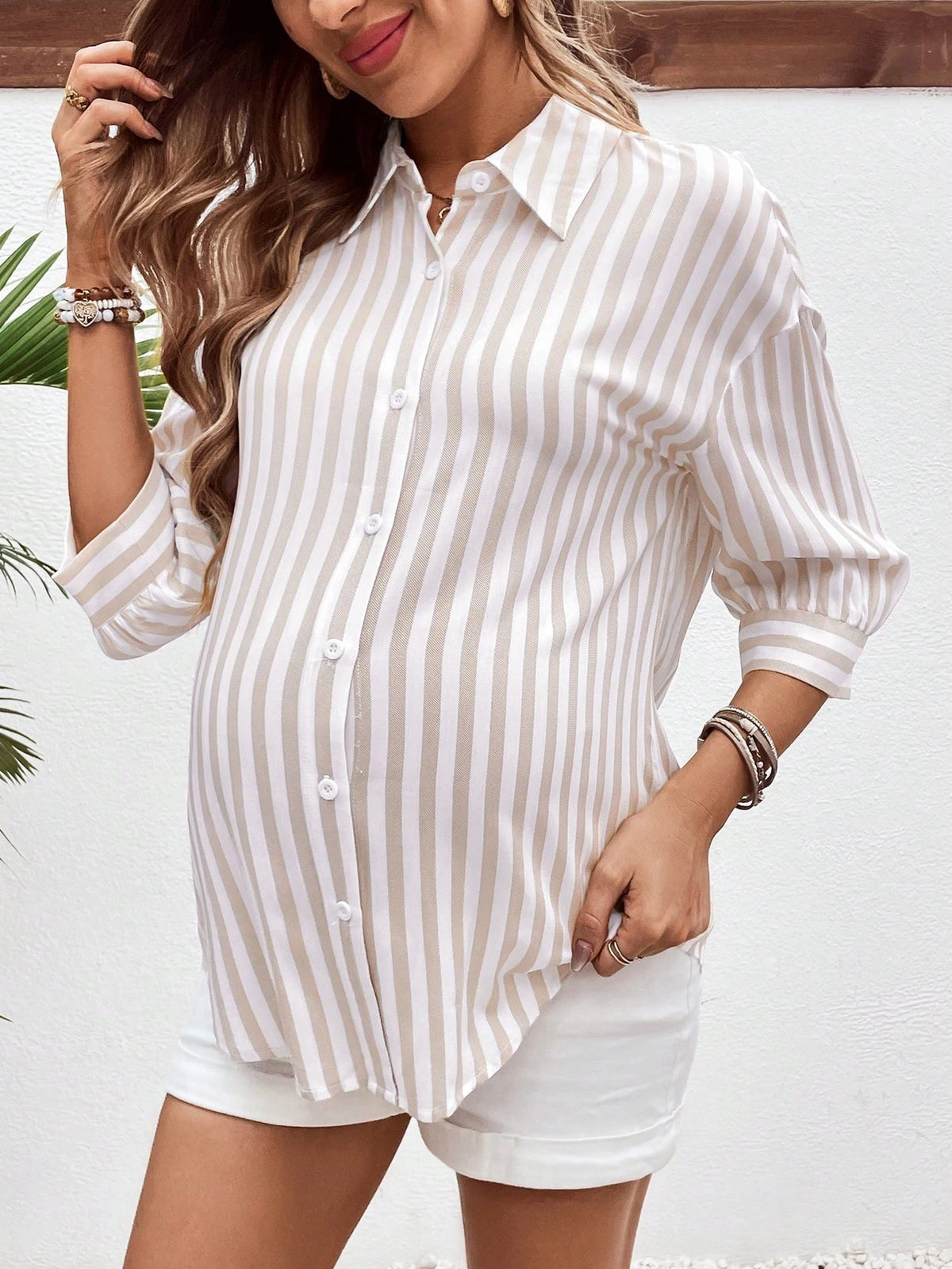 Maternity Outdoor Lightweight Button-Up Nursing Shirt