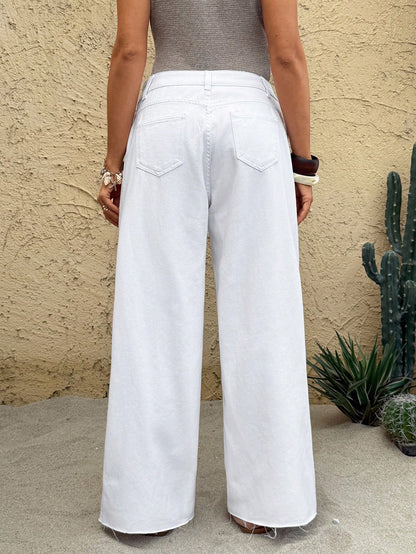 Maternity White Summer Silky Smart Casual Holiday Wide Leg Jeans,Women Loose Fit Low-Waist Solid Denim Pants,Chic Y2k Streetwear Graduation Costume