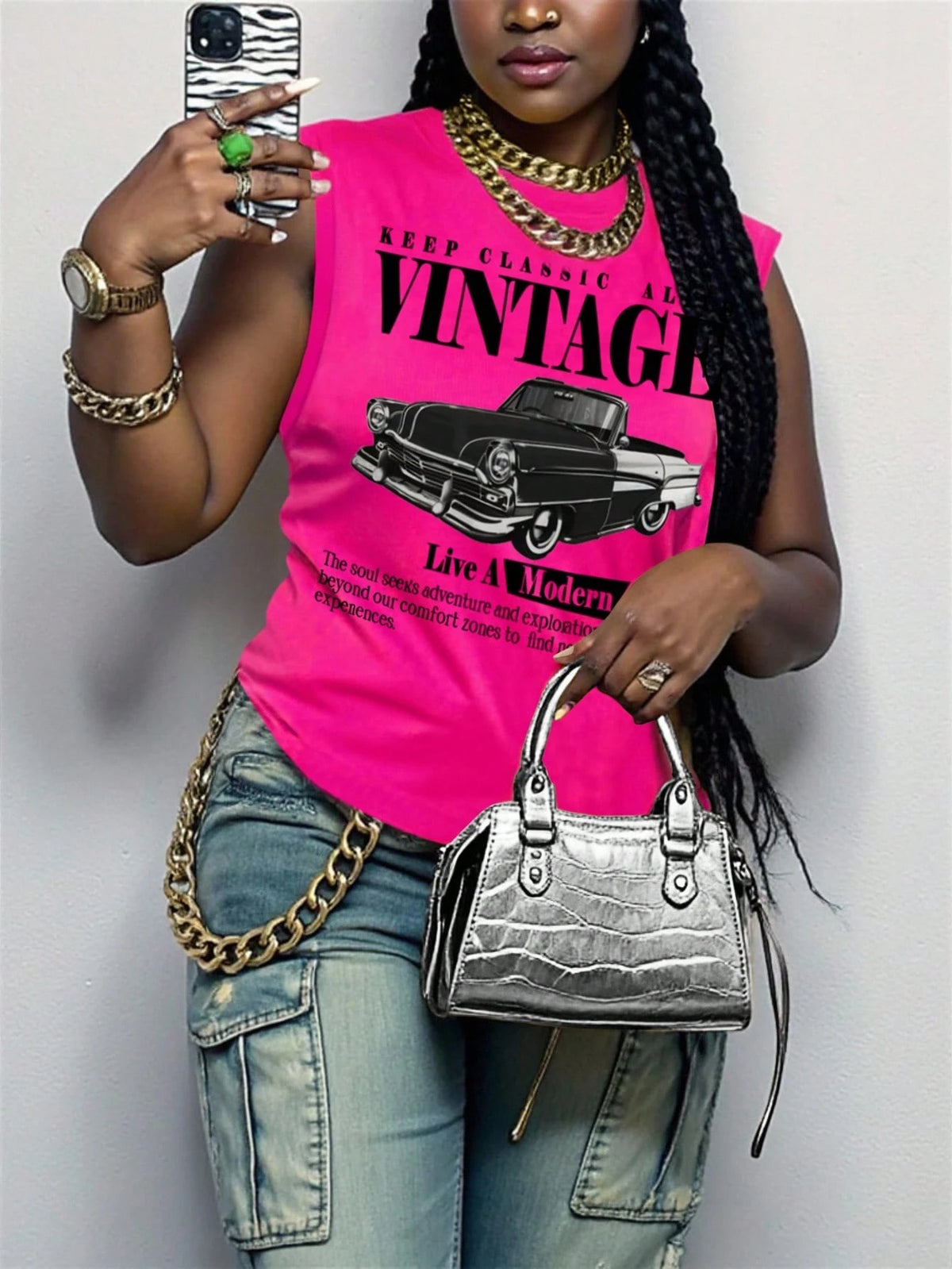 Maweii Women's Hot Pink Turtle Print Round Neck Tank Top,Summer Casual Vest Tops,Vintage Streetwear For Ladies,City Break Funky Swag Clothing Tee Tshirt