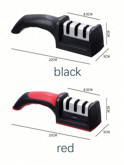 mayzolla 1pc/2pcs Handheld Multi-Function 3-Stage Quick Knife Sharpener With Non-Slip Base, Kitchen Knife Accessory Tool