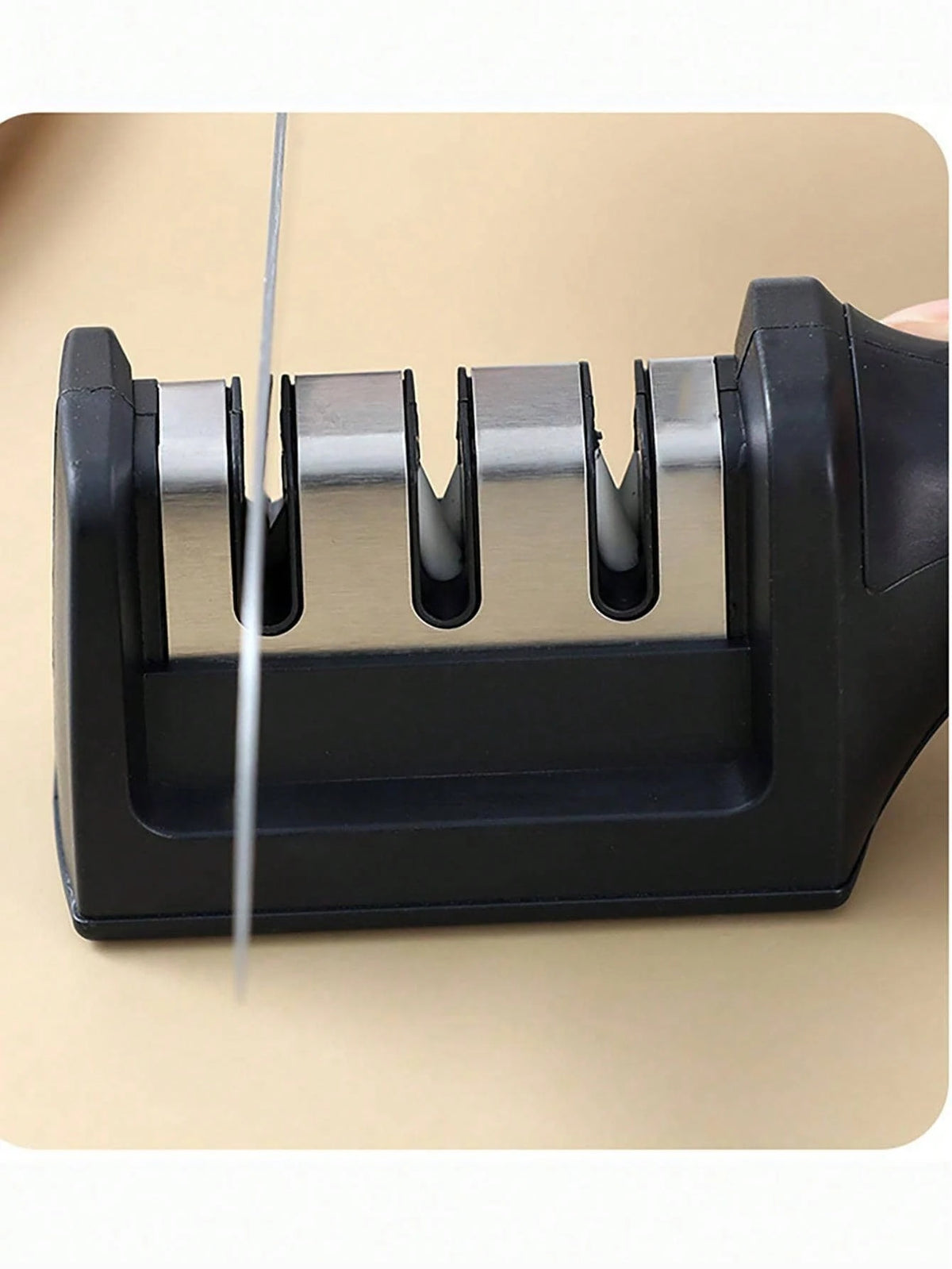 mayzolla 1pc/2pcs Handheld Multi-Function 3-Stage Quick Knife Sharpener With Non-Slip Base, Kitchen Knife Accessory Tool