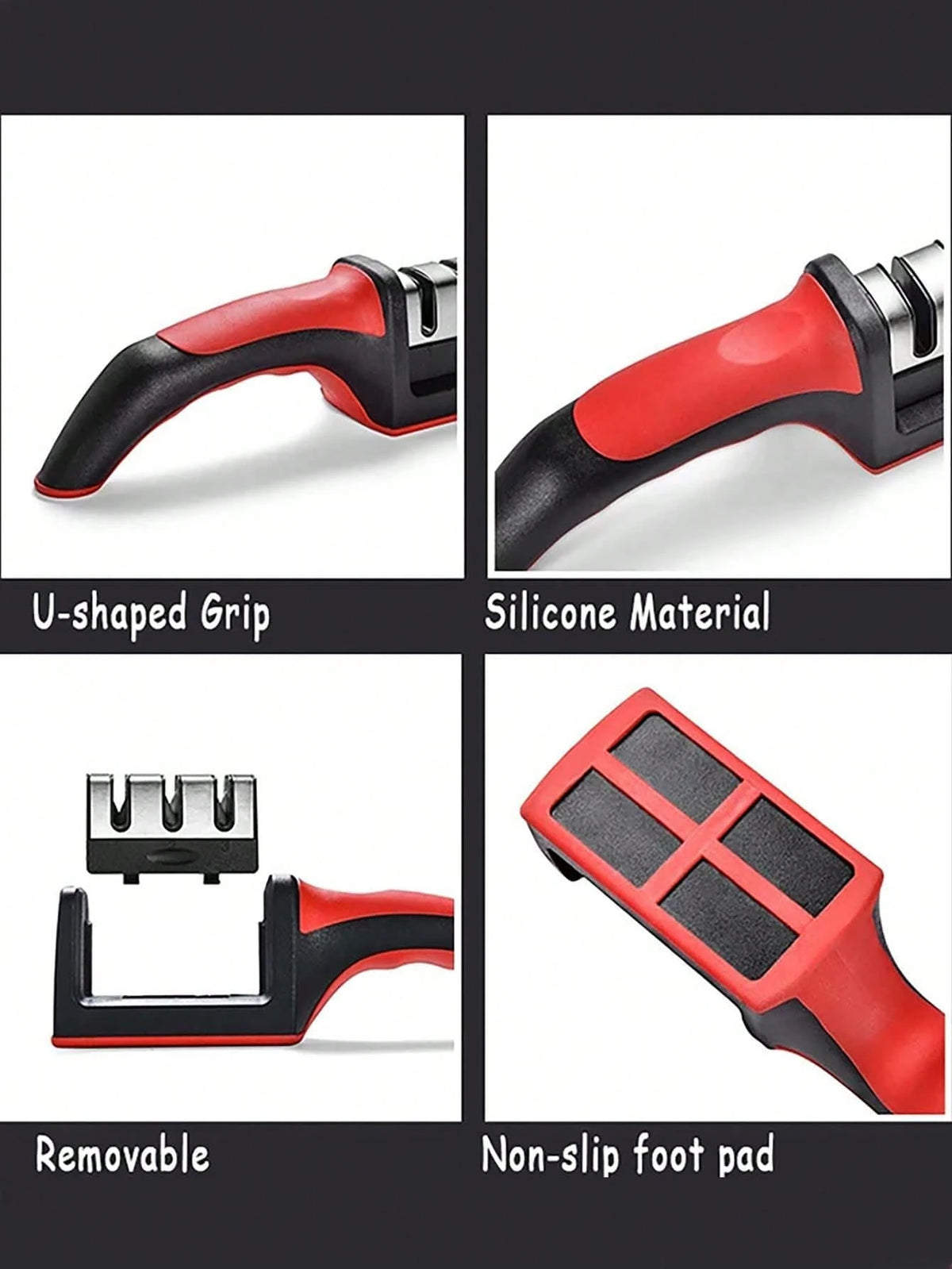 mayzolla 1pc/2pcs Handheld Multi-Function 3-Stage Quick Knife Sharpener With Non-Slip Base, Kitchen Knife Accessory Tool