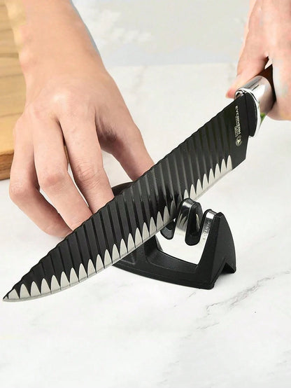 mayzolla 1pc/2pcs Handheld Multi-Function 3-Stage Quick Knife Sharpener With Non-Slip Base, Kitchen Knife Accessory Tool