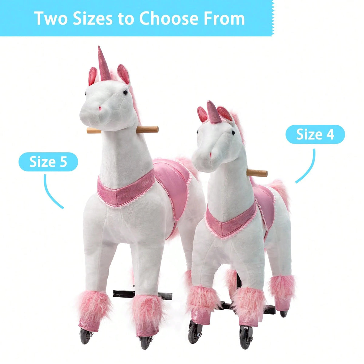 Mechanical Walking Plush Unicorn Ride-On Toy For Girls And Boys| No Battery & No Electricity Required, Max Weight Capacity 187 LBS