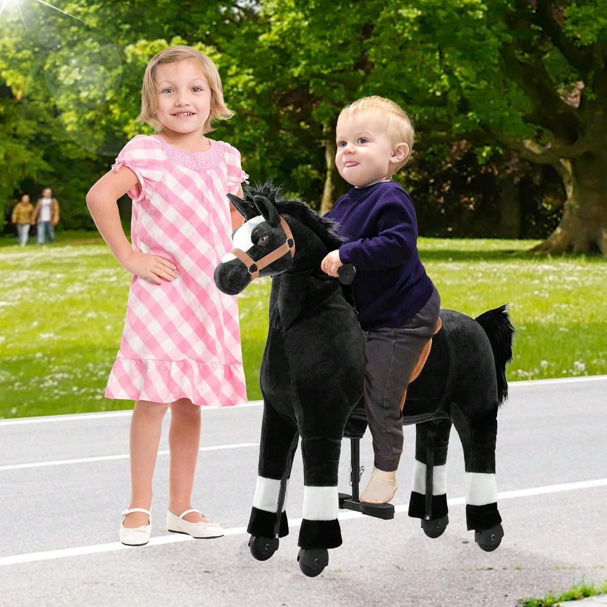 Mechanical Walking Plush Unicorn Ride-On Toy For Girls And Boys| No Battery & No Electricity Required, Max Weight Capacity 187 LBS
