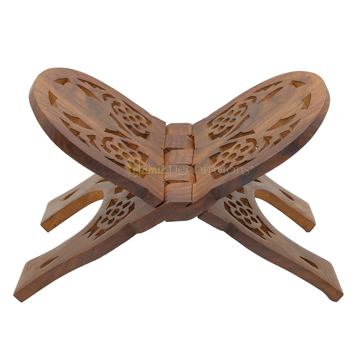 Medium Carved Rounded Top Wooden Qur'An Stand - 13