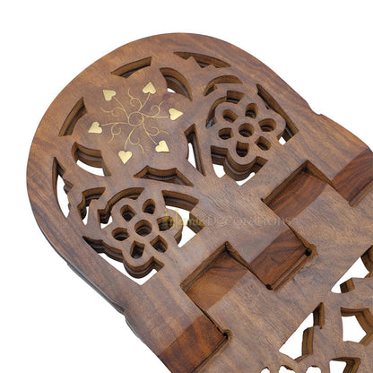 Medium Carved Rounded Top Wooden Qur'An Stand - 13