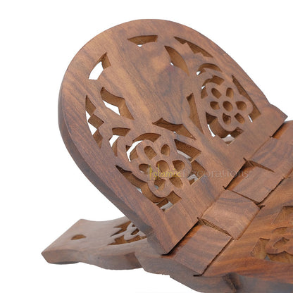 Medium Carved Rounded Top Wooden Qur'An Stand - 13