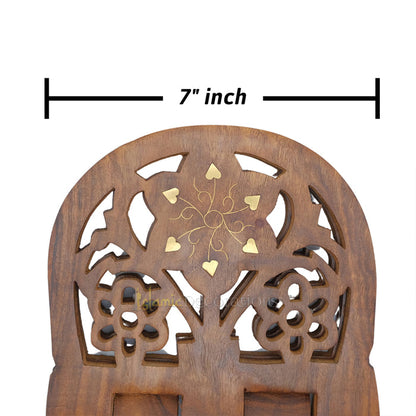 Medium Carved Rounded Top Wooden Qur'An Stand - 13