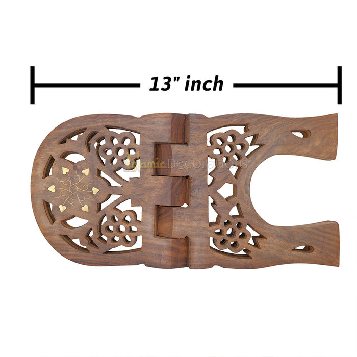 Medium Carved Rounded Top Wooden Qur'An Stand - 13