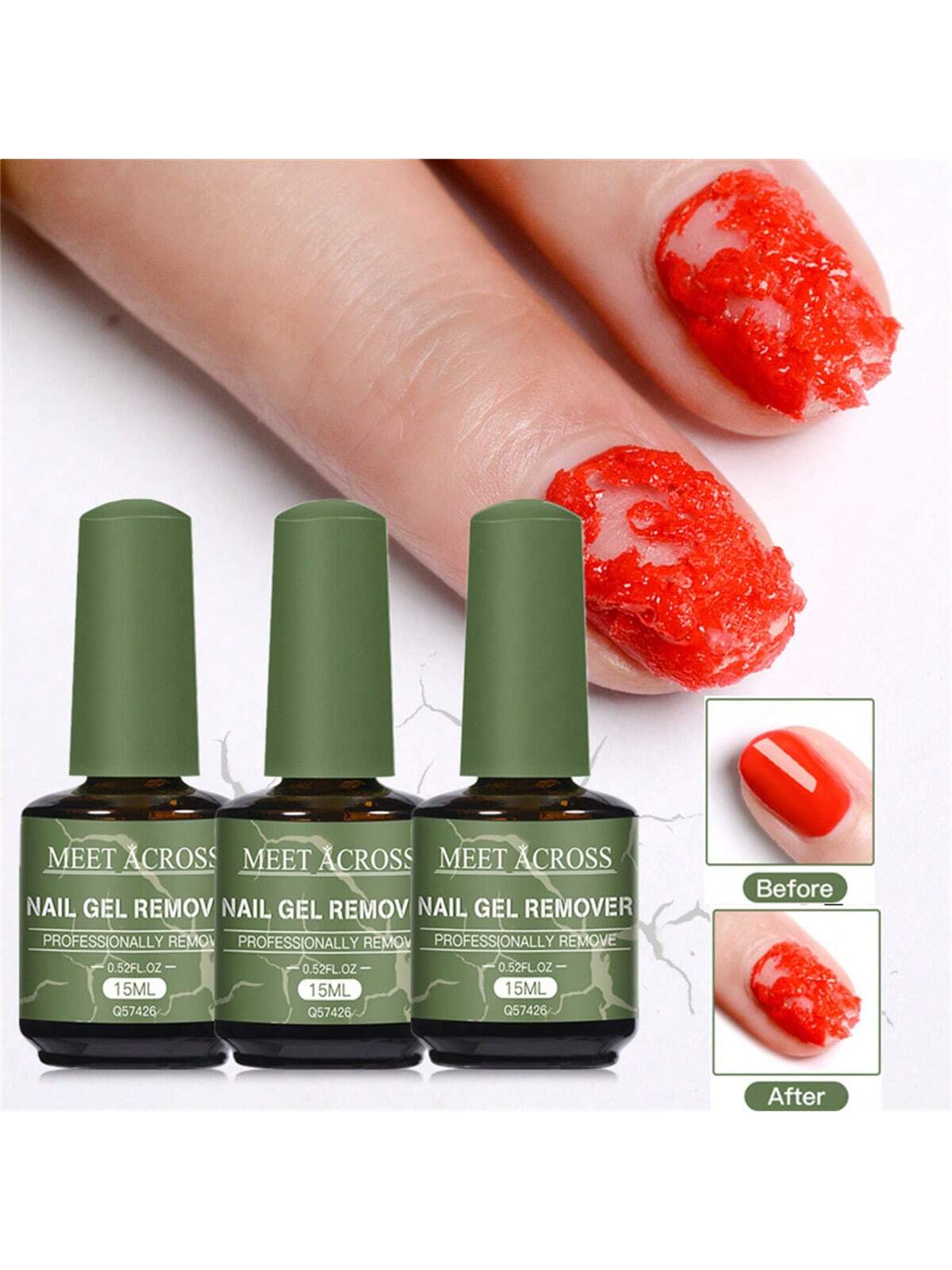 MEET ACROSS 3pcs 15Ml Magic Fast Nail Gel Polish Remover Set, Nail Gel Remover Uv Gel Polish Magic Burst Nail Gel, In 3-5 Mins Quickly Removes Soak-Off Nail Glue Remover Gel Polish Varnish Manicure K