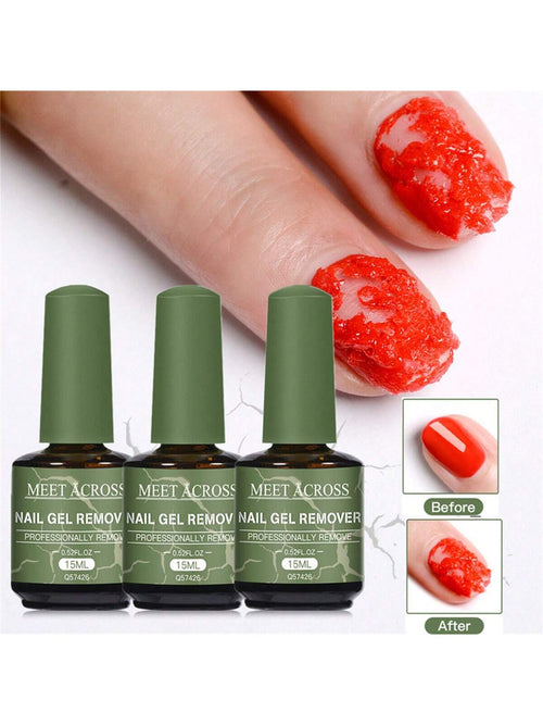 MEET ACROSS 3pcs 15Ml Magic Fast Nail Gel Polish Remover Set, Nail Gel Remover Uv Gel Polish Magic Burst Nail Gel, In 3-5 Mins Quickly Removes Soak-Off Nail Glue Remover Gel Polish Varnish Manicure K