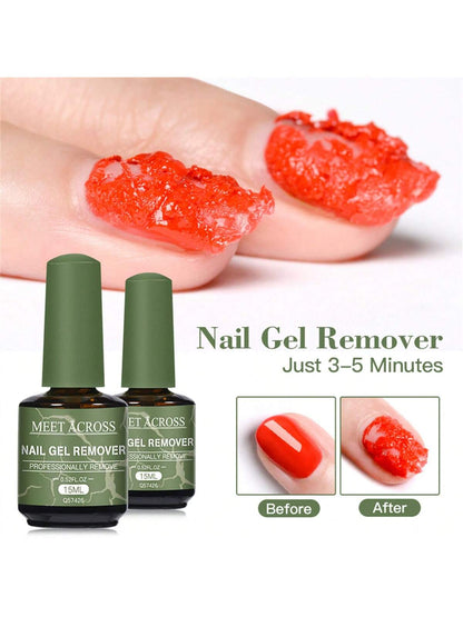 MEET ACROSS 3pcs 15Ml Magic Fast Nail Gel Polish Remover Set, Nail Gel Remover Uv Gel Polish Magic Burst Nail Gel, In 3-5 Mins Quickly Removes Soak-Off Nail Glue Remover Gel Polish Varnish Manicure K