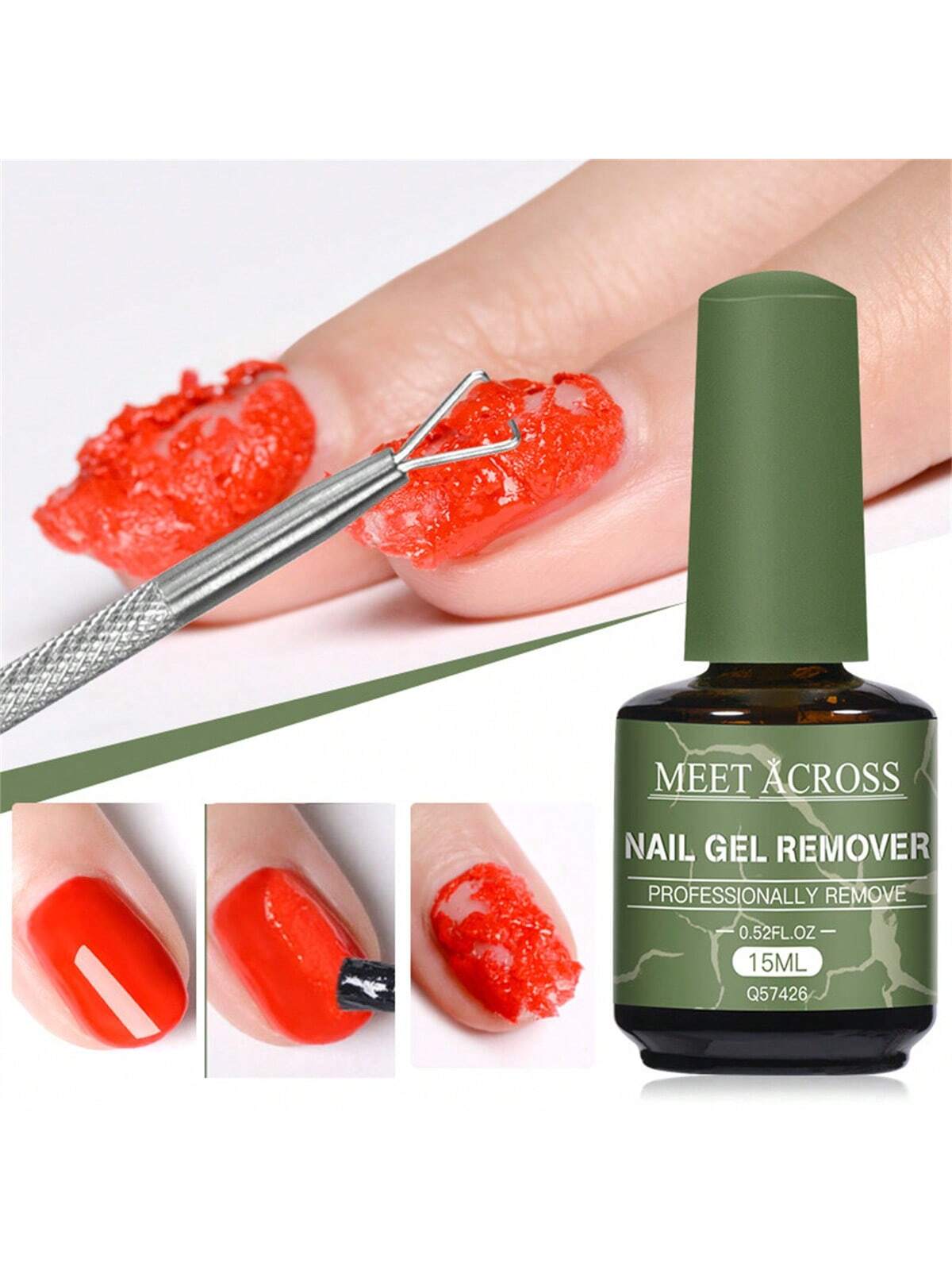 MEET ACROSS 3pcs 15Ml Magic Fast Nail Gel Polish Remover Set, Nail Gel Remover Uv Gel Polish Magic Burst Nail Gel, In 3-5 Mins Quickly Removes Soak-Off Nail Glue Remover Gel Polish Varnish Manicure K