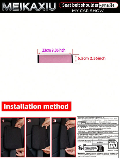 MEIKAXIU 1 Or 2 Pieces 23cm (9.06 Inch) 3D Star PU Leather Embossed Car Shoulder Pad Cover, Seat Belt Decoration, Car Interior Accessories For Women