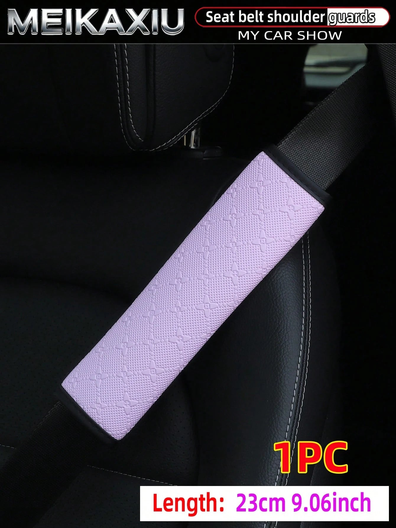 MEIKAXIU 1 Or 2 Pieces 23cm (9.06 Inch) 3D Star PU Leather Embossed Car Shoulder Pad Cover, Seat Belt Decoration, Car Interior Accessories For Women