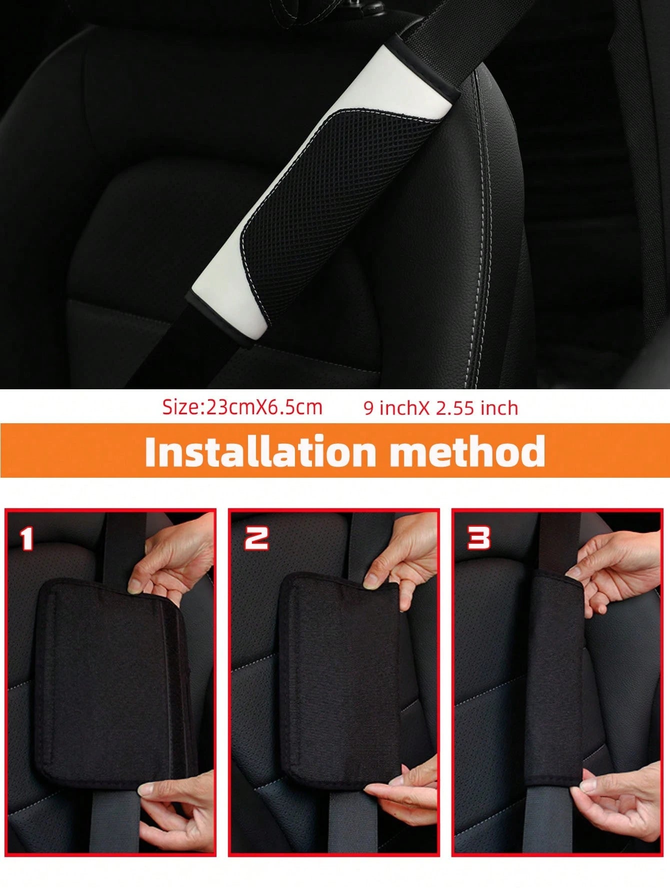 MEIKAXIU 1pc 3d Breathable Skin-touch Pu Leather Seat Belt Shoulder Pad, Pressure Relief & Comfortable, Automotive Accessories For Women