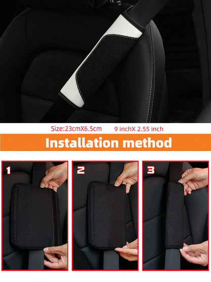 MEIKAXIU 1pc 3d Breathable Skin-touch Pu Leather Seat Belt Shoulder Pad, Pressure Relief & Comfortable, Automotive Accessories For Women