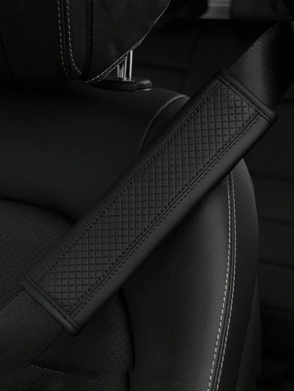 MEIKAXIU 1PC PU Leather Embossed Car Seat Belt Cover Protector, Universal Car Interior Decorative Accessories, All Season,Car Accessories
