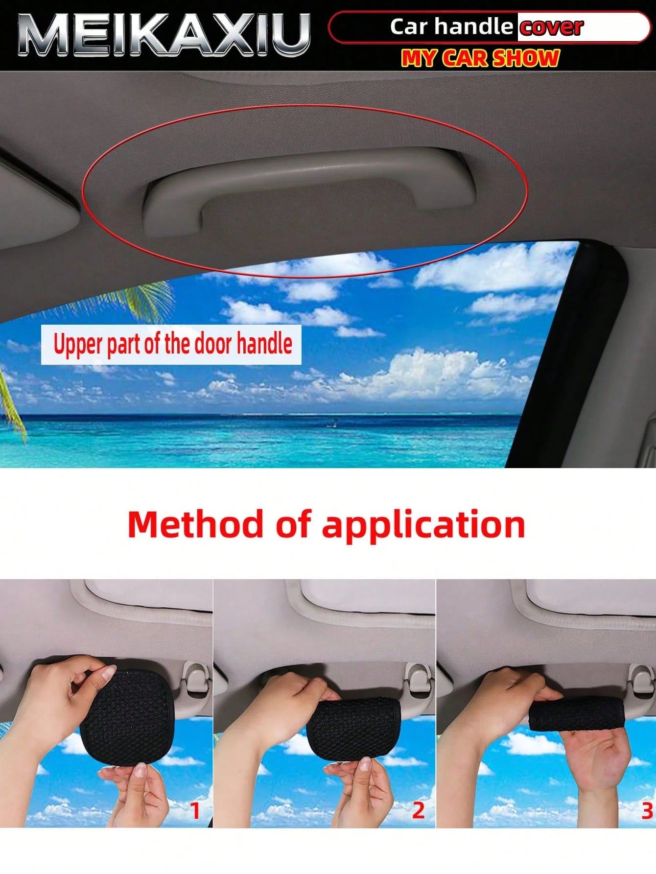 MEIKAXIU 2pcs Soft Faux Sheepskin Rhinestone Bling Bling Fabric Comfortable Breathable Car Grab Handle Protective Cover, Universal Car Interior Accessories