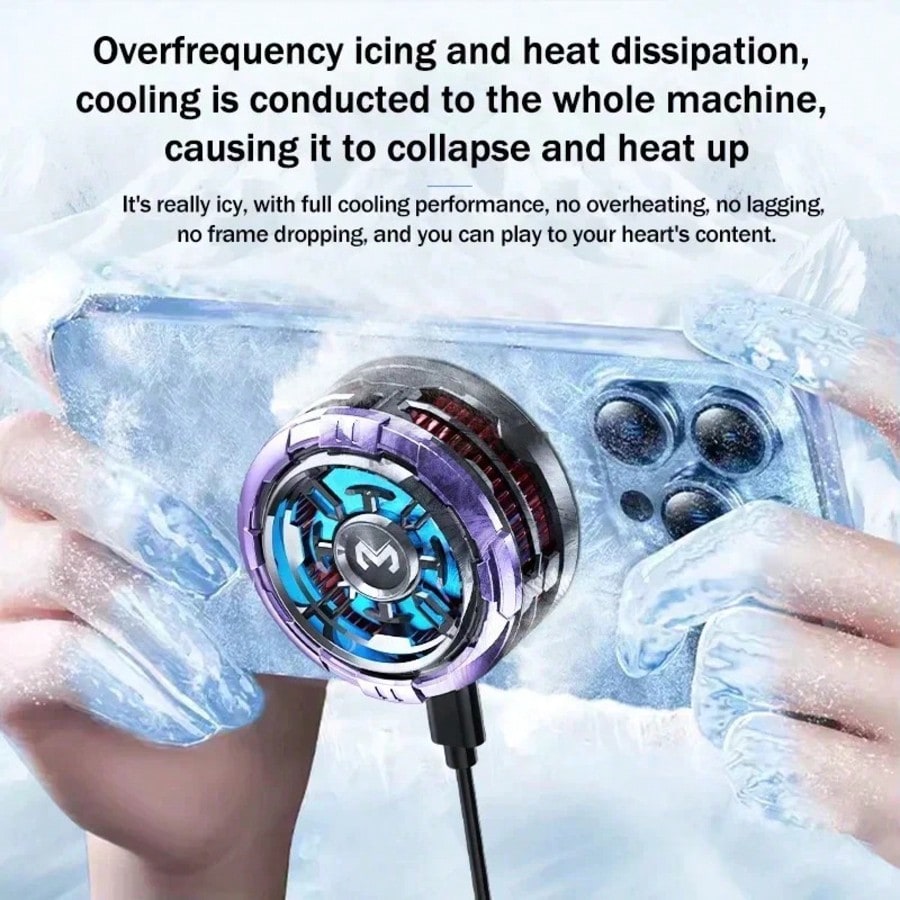 MEMO CX08 2025 New Magnetic Cooling Heat Dissipator, Quick Cooling Phone Cooler, [5V-3A] 15W Charger Adapter Powered No Battery, High-Power For Smartphone, Tablet, Live Streaming, Gaming, Comes With 4
