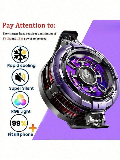MEMO Magnetic Phone Cooling Fan Protective Case- Portable ABS Heatsink With RGB Lighting, Ultra-Quiet Operation, Rapid Cooling, Compatible With IPhone 15 Pro Max, 14, OnePlus, POCO And More- USB Pow