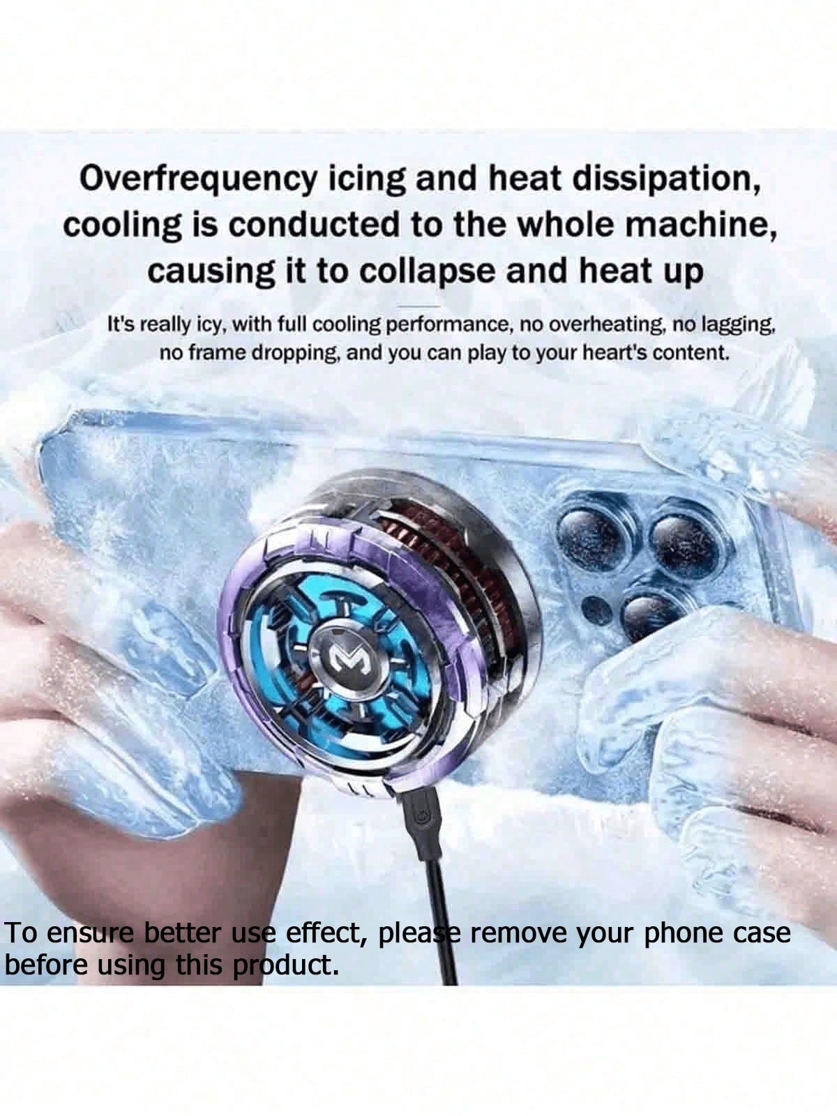 MEMO Magnetic Phone Cooling Fan Protective Case- Portable ABS Heatsink With RGB Lighting, Ultra-Quiet Operation, Rapid Cooling, Compatible With IPhone 15 Pro Max, 14, OnePlus, POCO And More- USB Pow