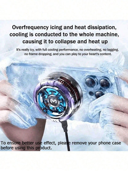 MEMO Magnetic Phone Cooling Fan Protective Case- Portable ABS Heatsink With RGB Lighting, Ultra-Quiet Operation, Rapid Cooling, Compatible With IPhone 15 Pro Max, 14, OnePlus, POCO And More- USB Pow
