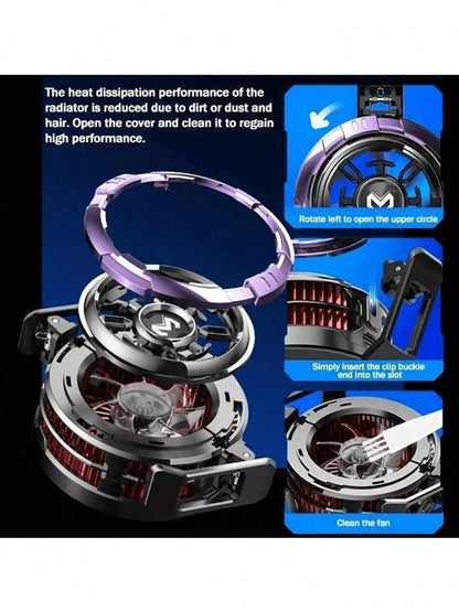 MEMO Magnetic Phone Cooling Fan Protective Case- Portable ABS Heatsink With RGB Lighting, Ultra-Quiet Operation, Rapid Cooling, Compatible With IPhone 15 Pro Max, 14, OnePlus, POCO And More- USB Pow