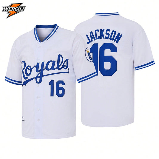 Men's #16 Bo Jackson Kansas City Royals 1989 White Embroidered Baseball Jersey, Baseball Fan Commemorative Gift
