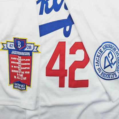 Men's #42 Legend Jackie Robinson White Baseball Jersey,Letter Embroidery Baseball Clothing,Fan Commemorative Gifts