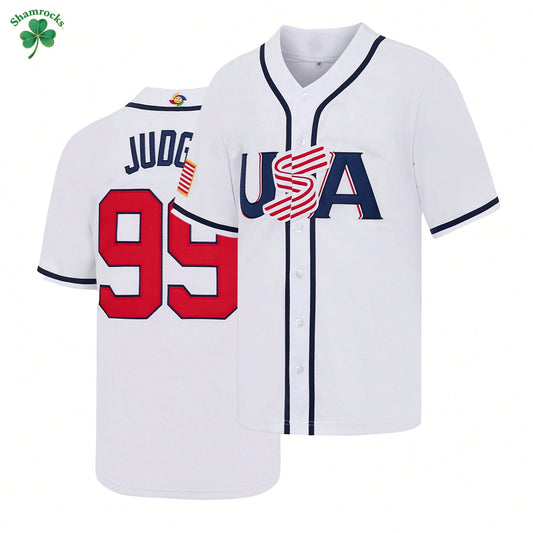 Men's Aaron #99 USA Baseball Jersey,Letter Embroidery 2026 World Baseball Classic Home Baseball Apparel,Game Day Fan Gift