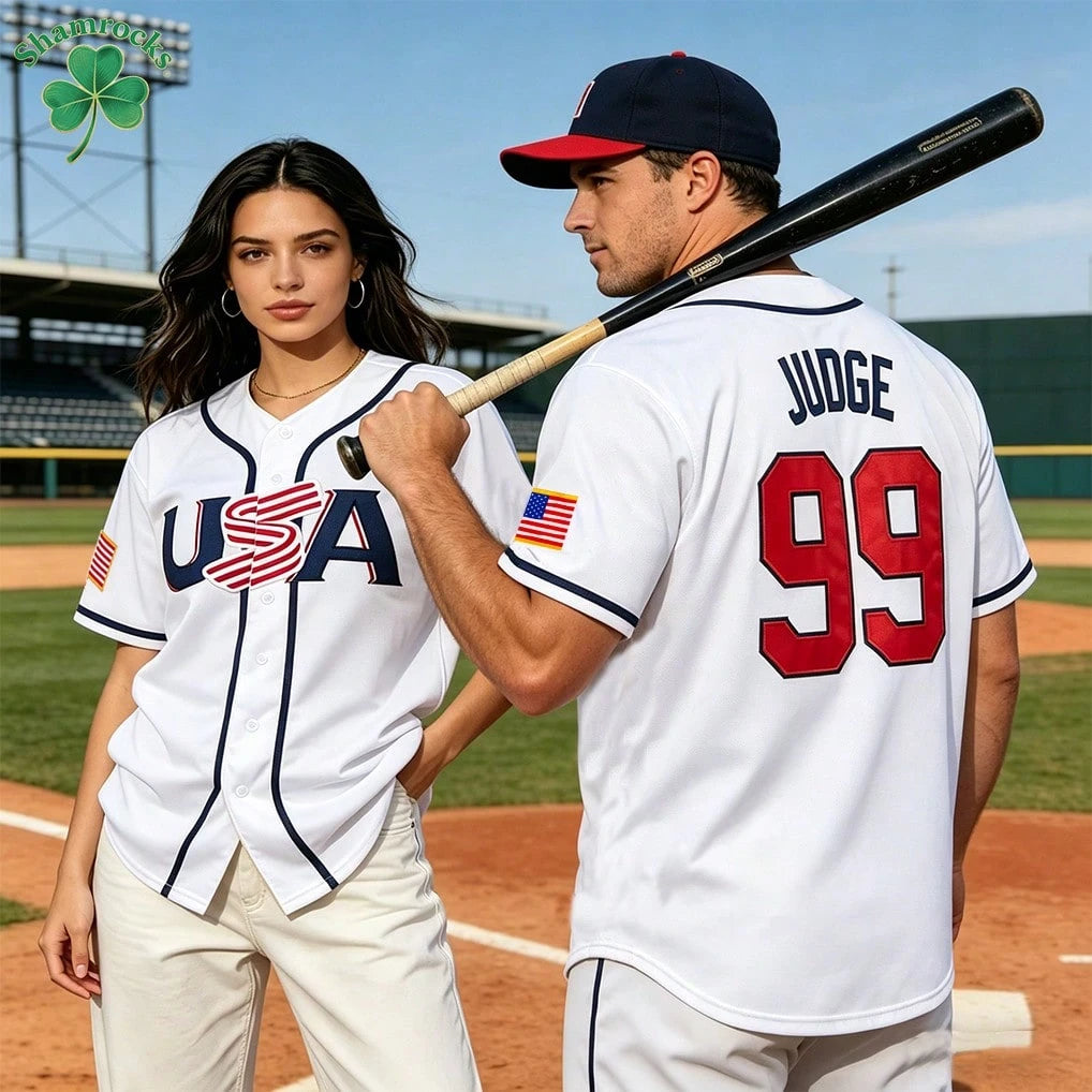 Men's Aaron #99 USA Baseball Jersey,Letter Embroidery 2026 World Baseball Classic Home Baseball Apparel,Game Day Fan Gift