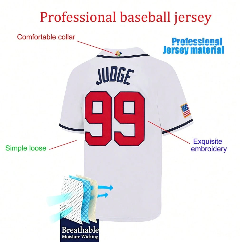 Men's Aaron #99 USA Baseball Jersey,Letter Embroidery 2026 World Baseball Classic Home Baseball Apparel,Game Day Fan Gift