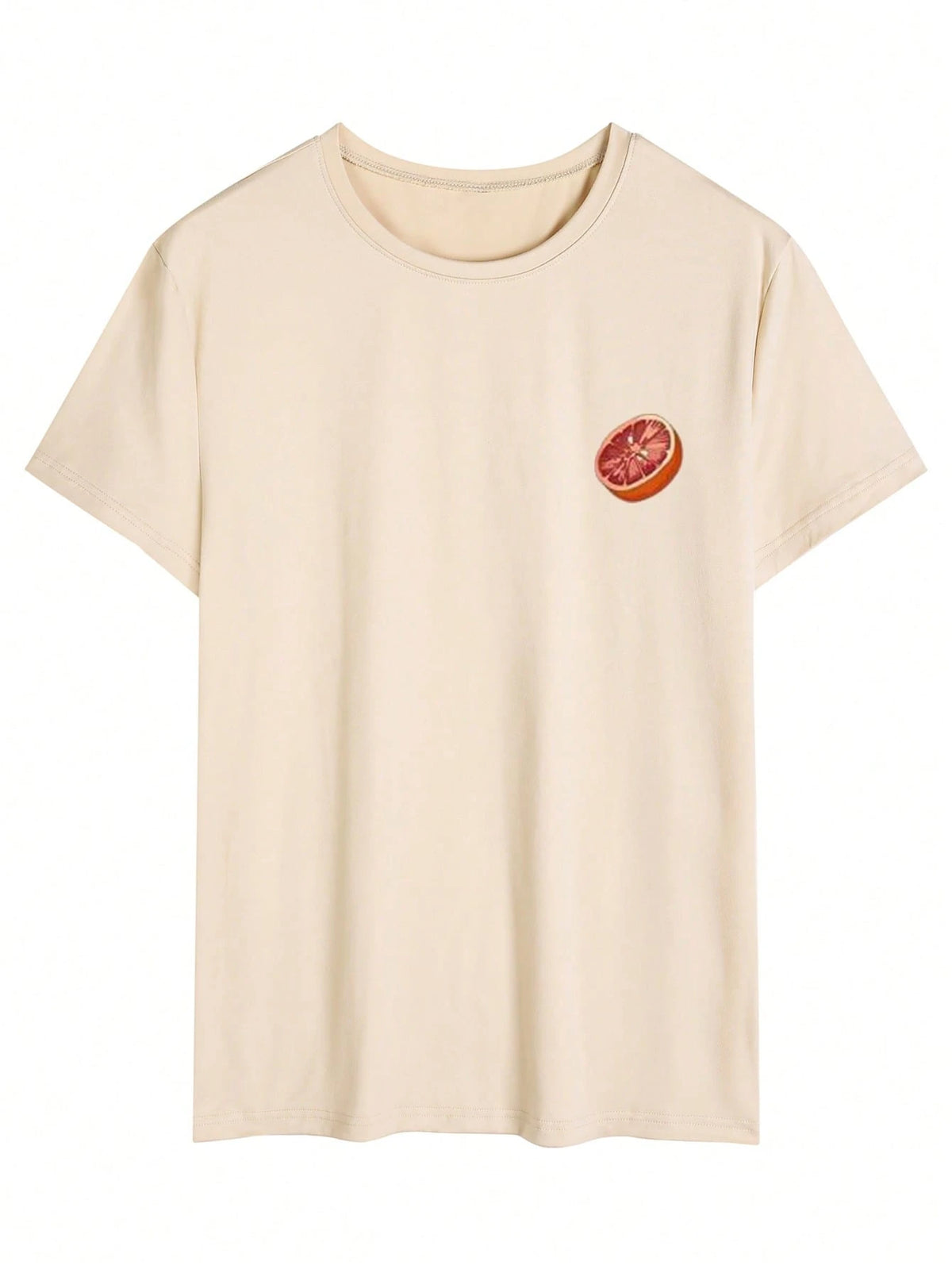 Men's Fashionable Versatile Orange Print Round Neck T-Shirt, Summer